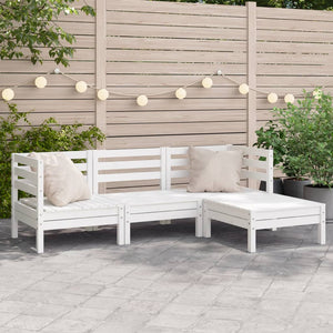 Divano da Giardino 3 Posti con Poggiapiedi Bianco Massello Pinocod mxl 114035