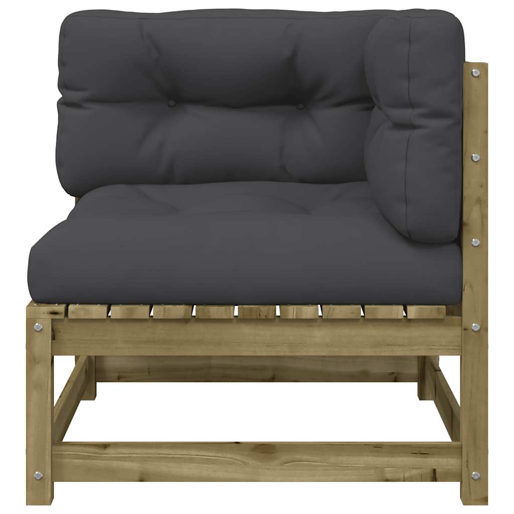 Divano Angolare da Giardino con Cuscini-Sofa da Giardino-Divanetto da esterno Legno Impregnato Pino 996018