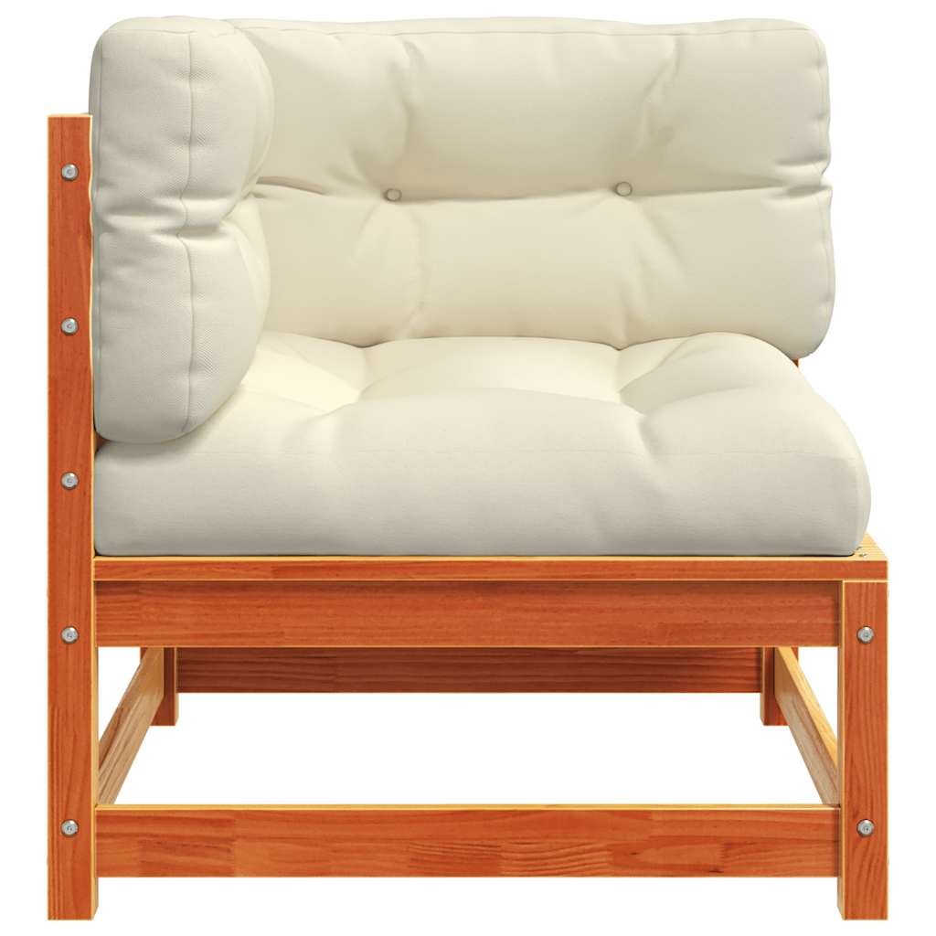 Divani Angolari Giardino Cuscini 2pz Marrone Cera Massello Pino 838074