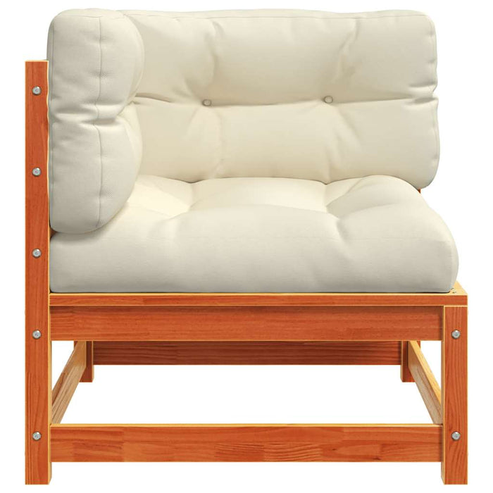 Divani Angolari Giardino Cuscini 2pz Marrone Cera Massello Pino 838074