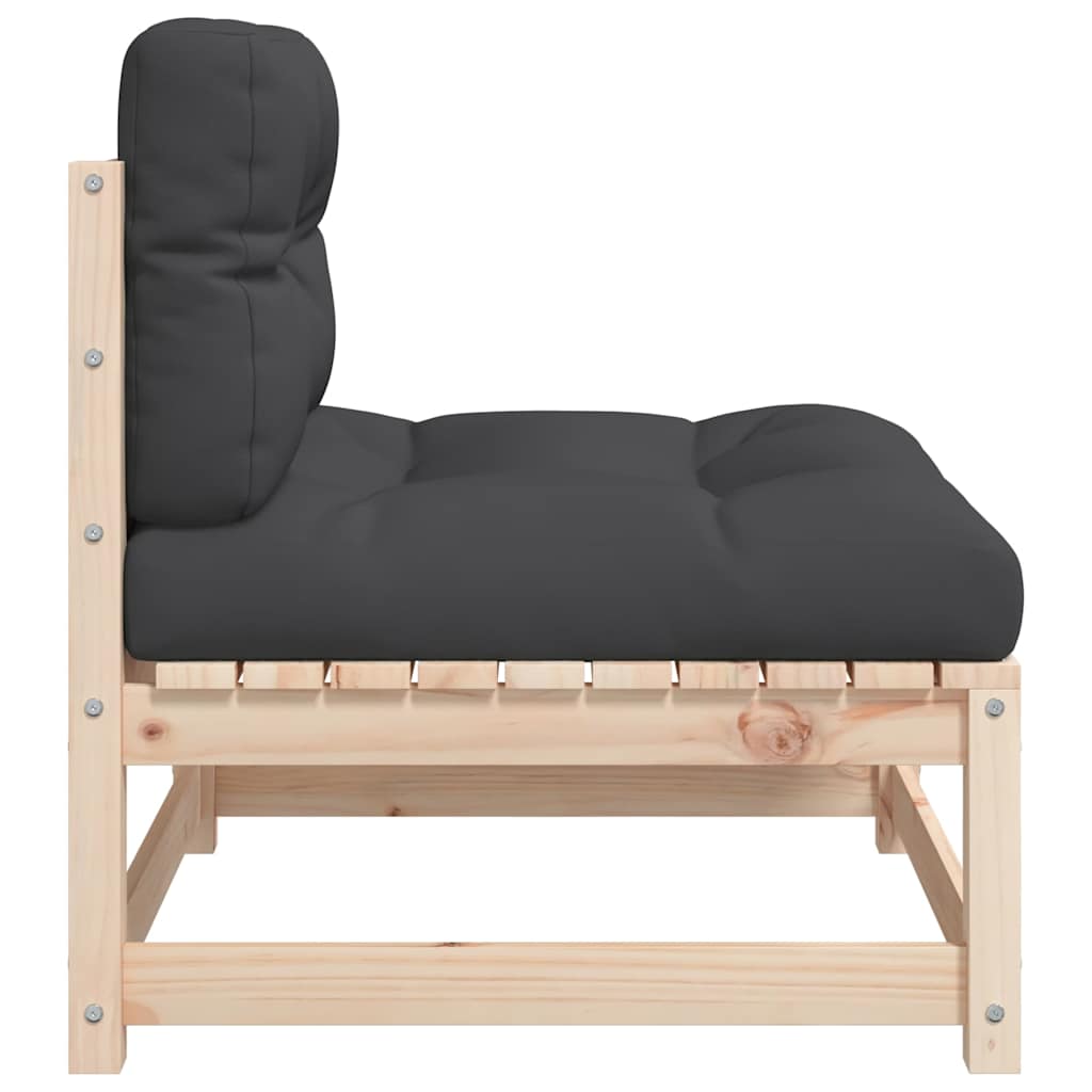 Divano Giardino Senza Braccioli con Cuscini-Sofa da Giardino-Divanetto da esterno Legno Massello Pino 345475