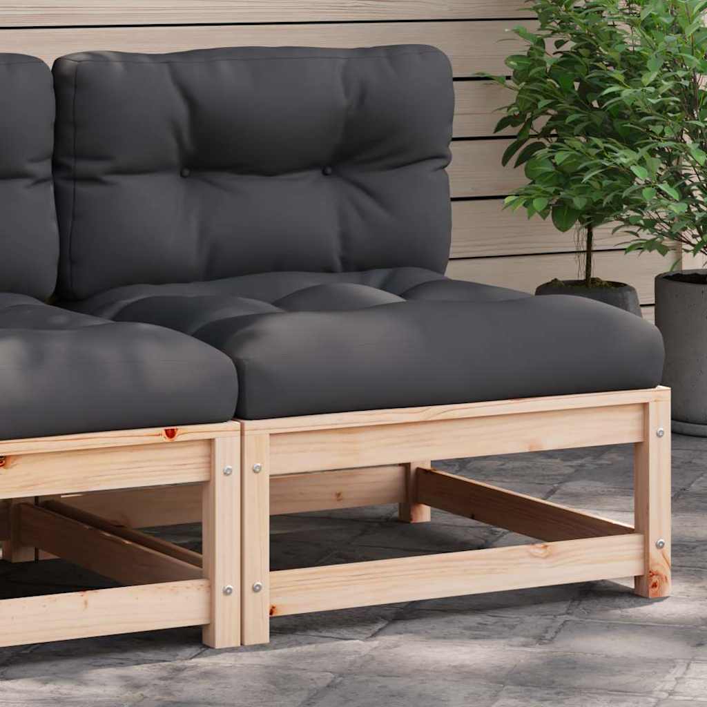 Divano Giardino Senza Braccioli con Cuscini-Sofa da Giardino-Divanetto da esterno Legno Massello Pino 345475