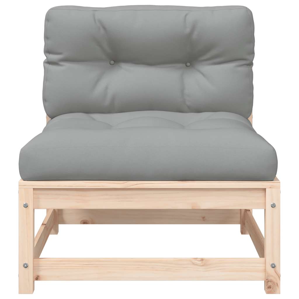 Divano Giardino Senza Braccioli con Cuscini-Sofa da Giardino-Divanetto da esterno Legno Massello Pino 796805