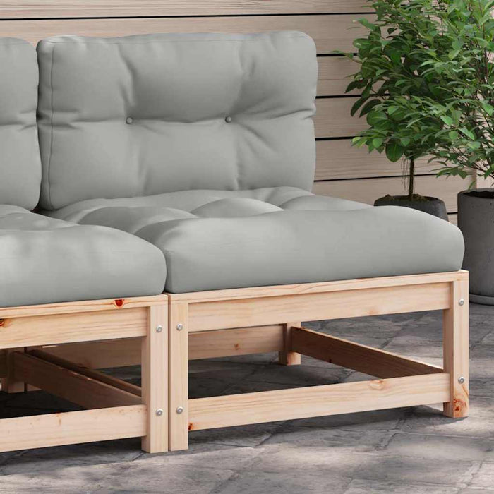 Divano Giardino Senza Braccioli con Cuscini-Sofa da Giardino-Divanetto da esterno Legno Massello Pino 796805