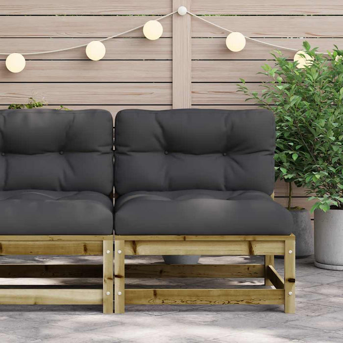 Divano Giardino Senza Braccioli Cuscini-Sofa da Giardino-Divanetto da esterno Legno Pino Impregnato 999525