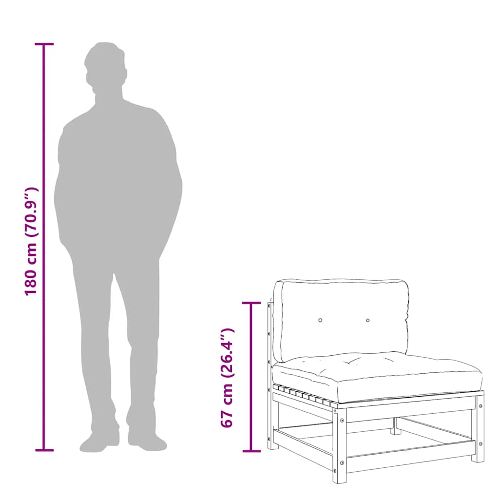 Divano Giardino Senza Braccioli Cuscini Legno Pino Impregnato 838084