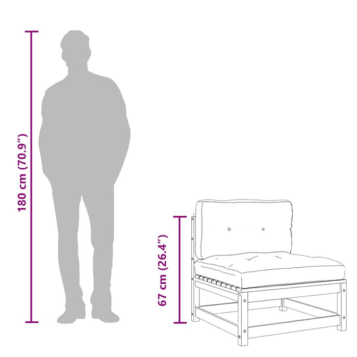 Divano Giardino Senza Braccioli Cuscini Legno Pino Impregnato 838084