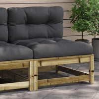 Divano Giardino Senza Braccioli Cuscini-Sofa da Giardino-Divanetto da esterno Legno Pino Impregnato 999525