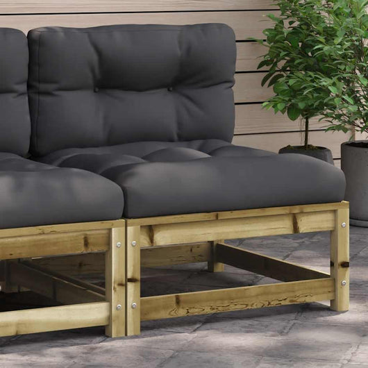 Divano Giardino Senza Braccioli Cuscini-Sofa da Giardino-Divanetto da esterno Legno Pino Impregnato 999525