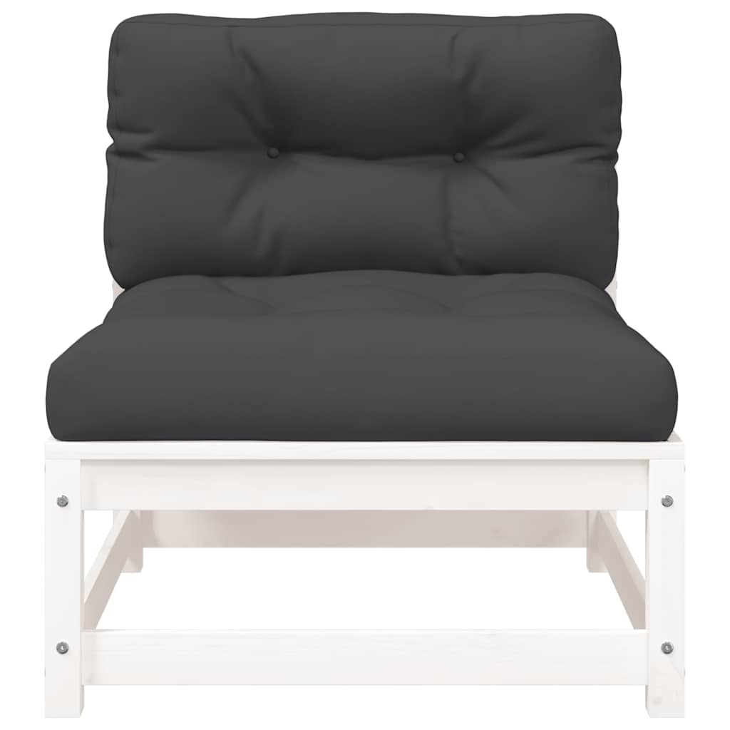 Divani Giardino Senza Braccioli con Cuscini 2 pz Pino Bianco 838087