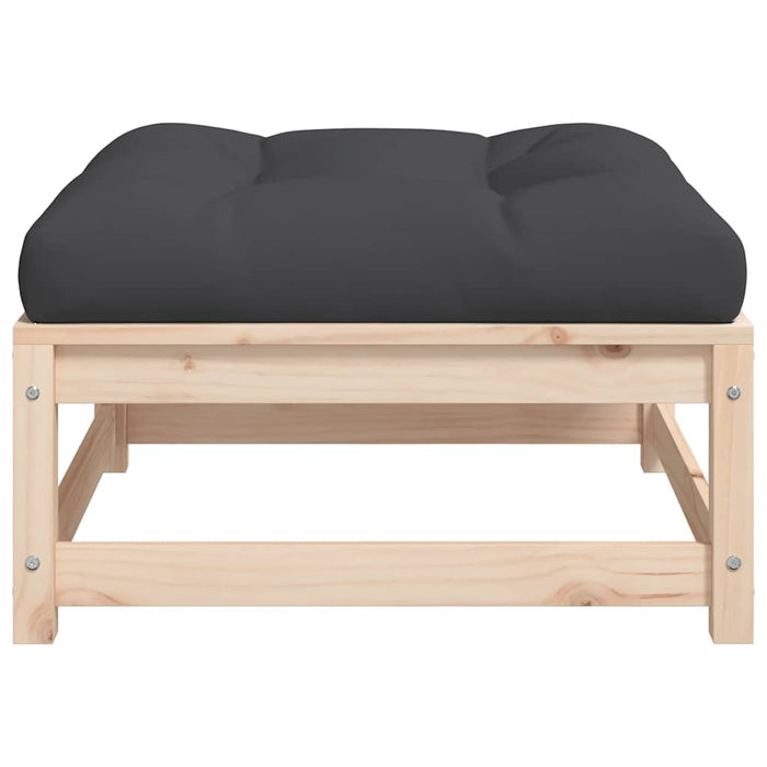 Poggiapiedi da Giardino con Cuscino in Legno Massello di Pino