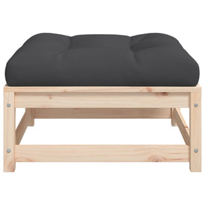 Poggiapiedi da Giardino con Cuscino in Legno Massello di Pino 838093