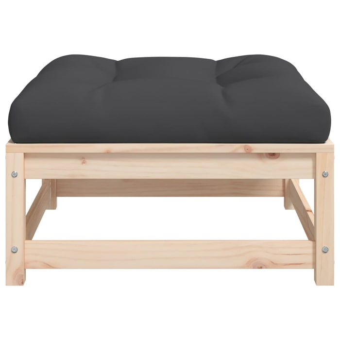 Poggiapiedi da Giardino con Cuscino in Legno Massello di Pino 838093