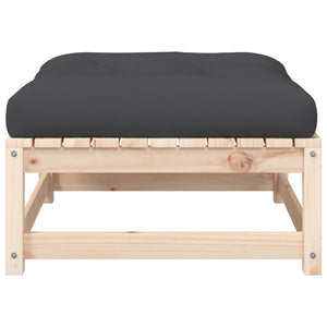 Poggiapiedi da Giardino con Cuscino in Legno Massello di Pino 838093