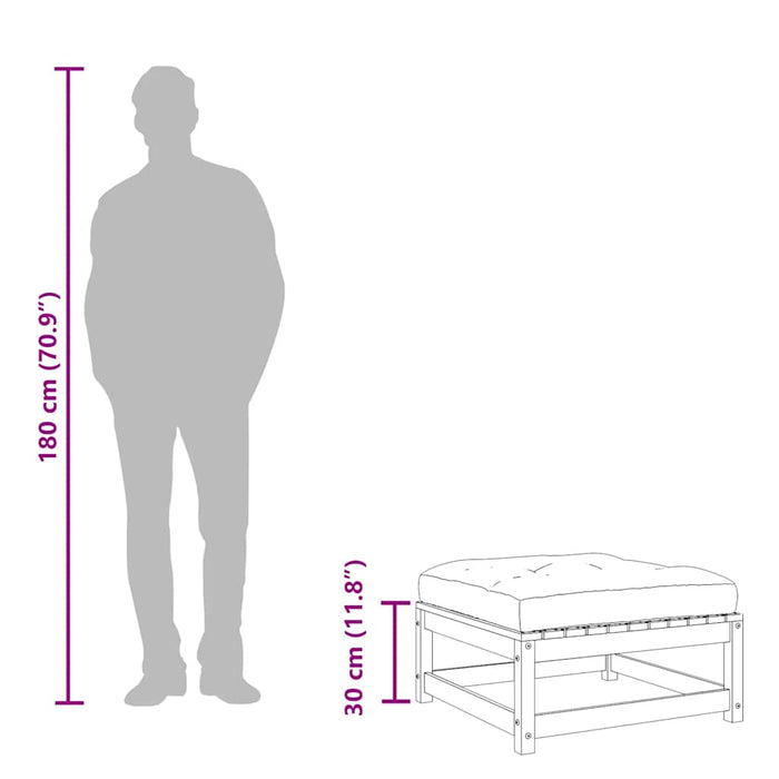 Poggiapiedi da Giardino con Cuscino in Legno Massello di Pino 838093