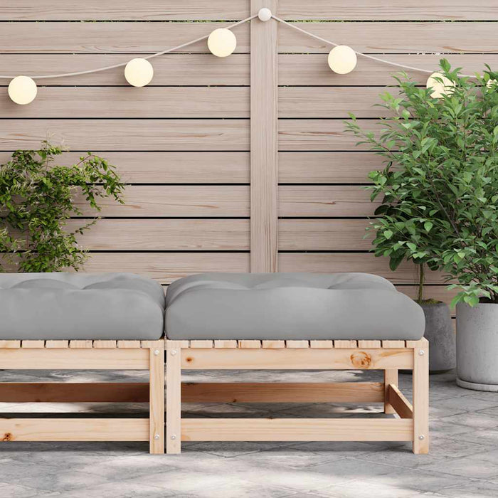 Poggiapiedi da Giardino con Cuscino in Legno Massello di Pinocod mxl 86497