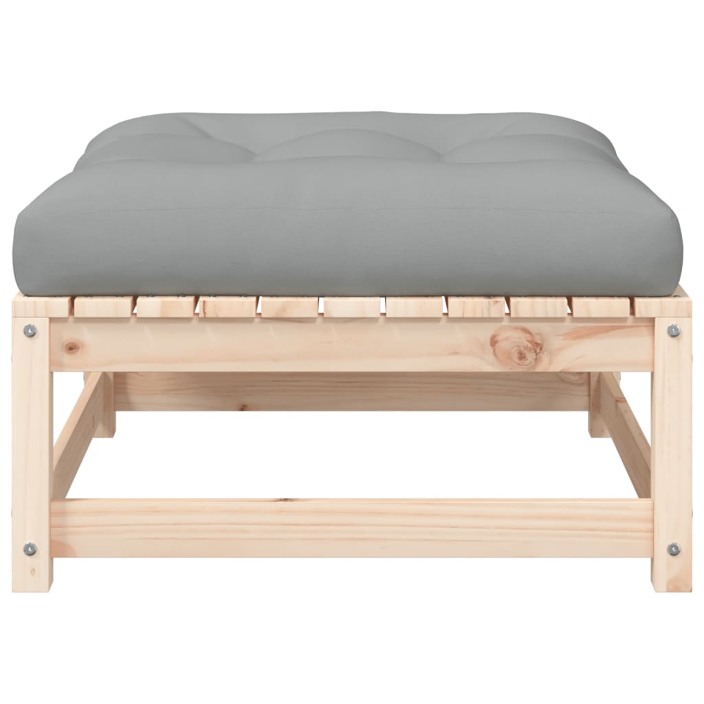 Poggiapiedi da Giardino con Cuscino in Legno Massello di Pino 838094