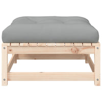 Poggiapiedi da Giardino con Cuscino in Legno Massello di Pino 838094