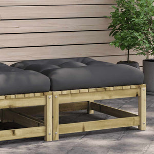 Poggiapiedi da Giardino con Cuscino in Legno Impregnato di Pino