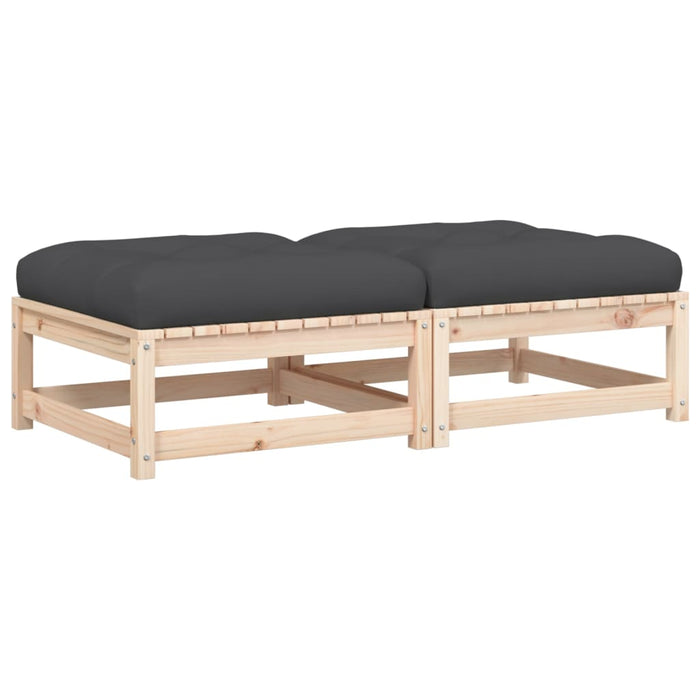 Poggiapiedi da Giardino con Cuscini 2 pz Legno Massello di Pino 838101
