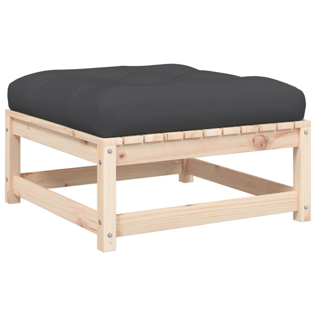 Poggiapiedi da Giardino con Cuscini 2 pz Legno Massello di Pino 838101