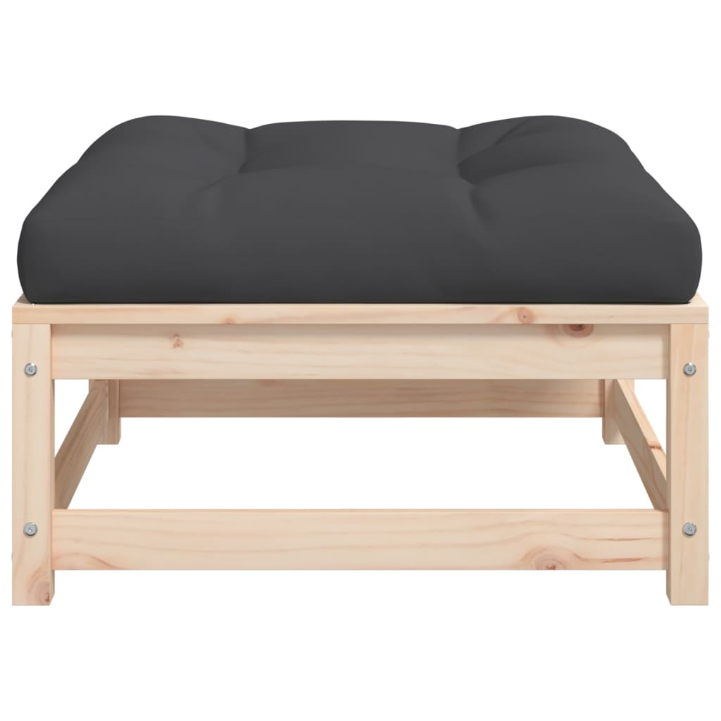 Poggiapiedi da Giardino con Cuscini 2 pz Legno Massello di Pino 838101