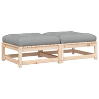 Poggiapiedi da Giardino con Cuscini 2 pz Legno Massello di Pino