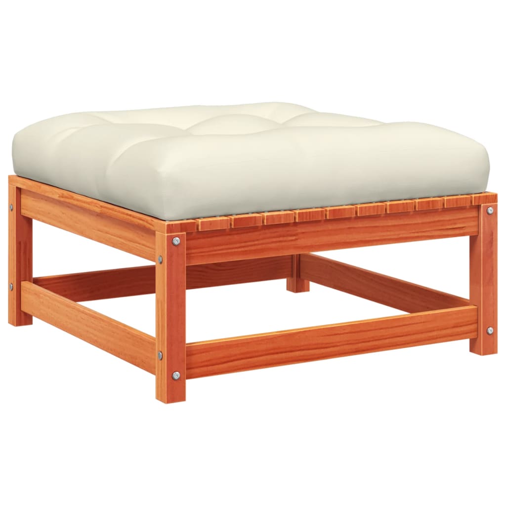 Poggiapiedi Giardino con Cuscini 2pz Marrone Cera Massello Pino 838106