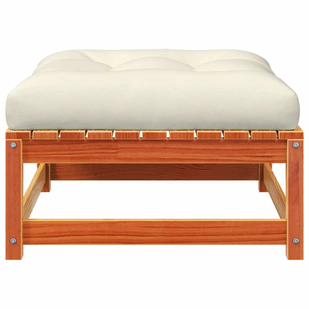 Poggiapiedi Giardino con Cuscini 2pz Marrone Cera Massello Pino 838106