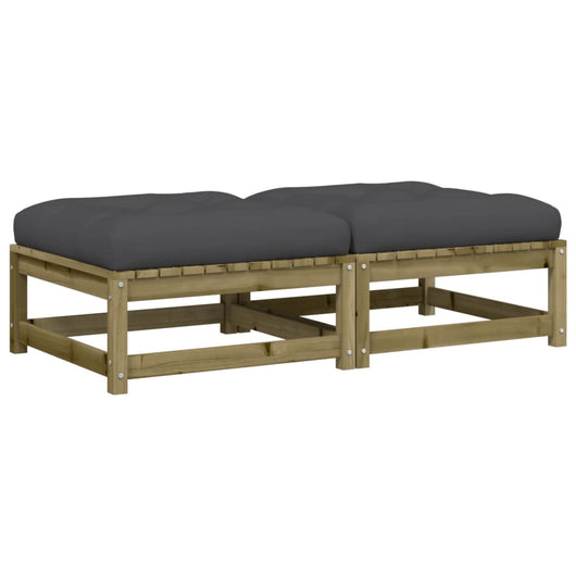 Poggiapiedi Giardino con Cuscini 2pz Legno Impregnato di Pino 838108