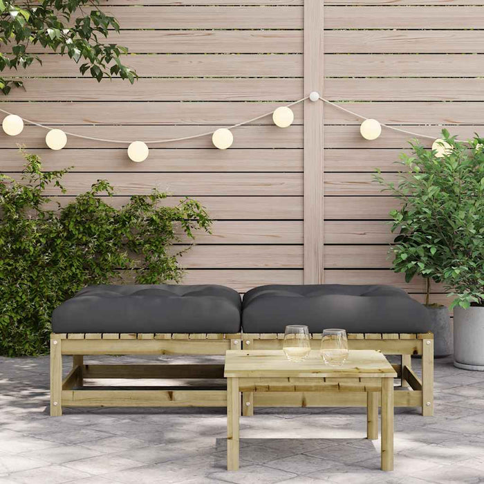 Poggiapiedi Giardino con Cuscini 2pz Legno Impregnato di Pinocod mxl 134490