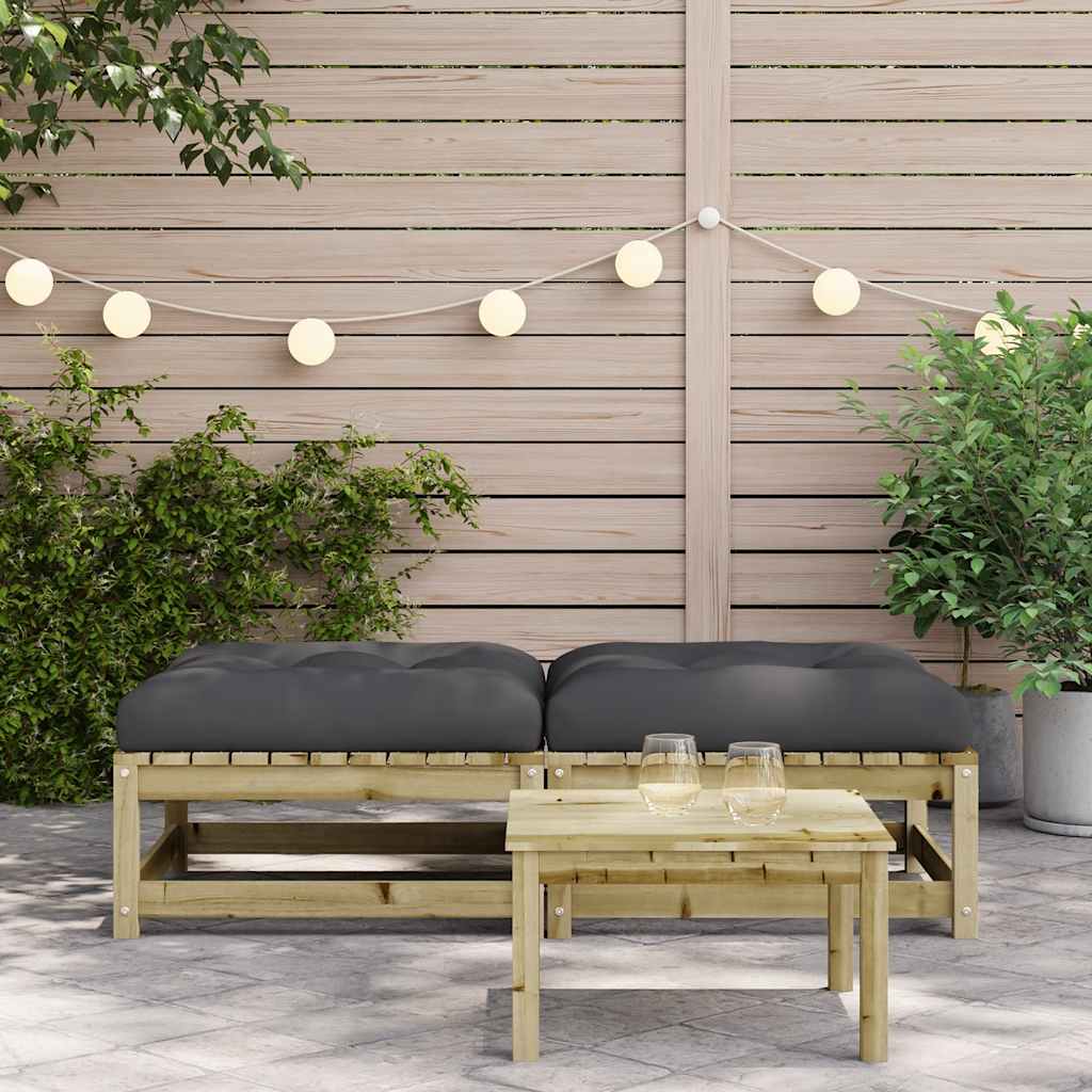 Poggiapiedi Giardino con Cuscini 2pz Legno Impregnato di Pino 838108