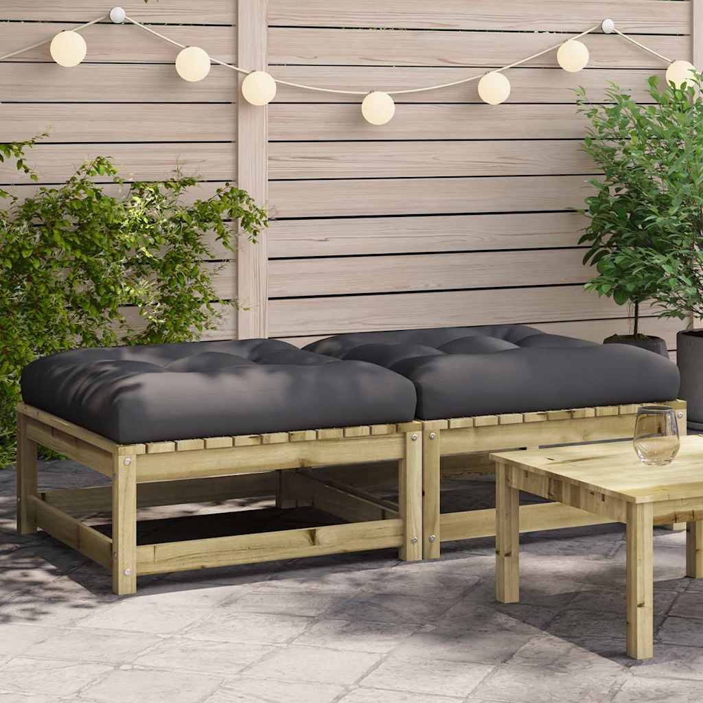 Poggiapiedi Giardino con Cuscini 2pz Legno Impregnato di Pino 838108