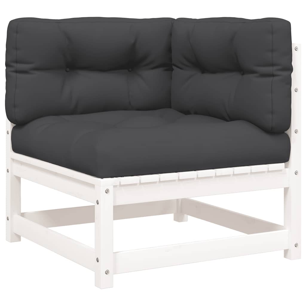 Divano Giardino con Cuscini 2 Posti-Sofa da Giardino-Divanetto da esterno Bianco Legno Massello Pino