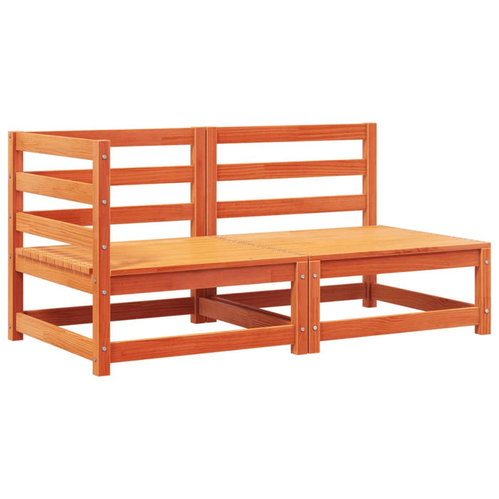 Divano Giardino con Cuscini 2 Posti Marrone Cera Massello Pino 838122