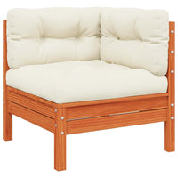 Divano Angolare Giardino Cuscini Marrone Cera Massello di Pinocod mxl 110709