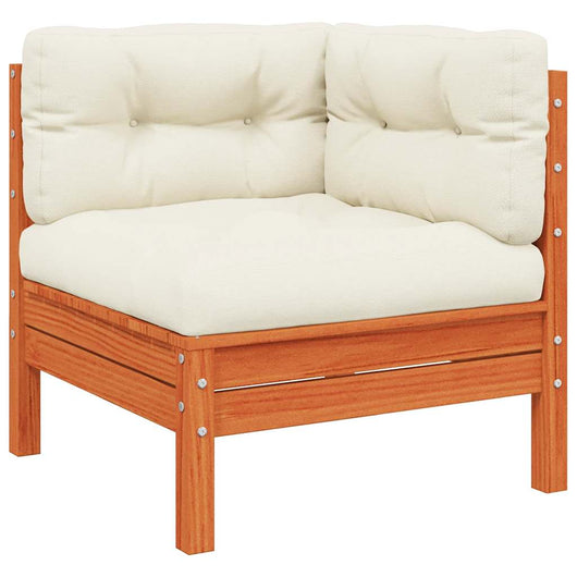 Divano Angolare Giardino Cuscini Marrone Cera Massello di Pino 838150