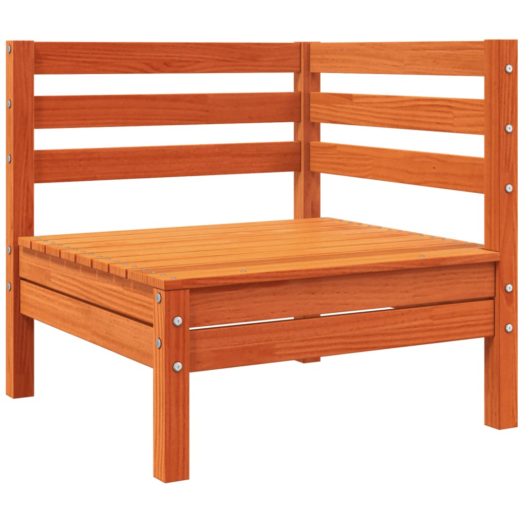 Divano Angolare Giardino Cuscini Marrone Cera Massello di Pino 838150