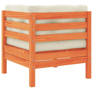 Divano Angolare Giardino Cuscini Marrone Cera Massello di Pino 838150