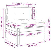 Divano Giardino Senza Braccioli Cuscini-Sofa da Giardino-Divanetto da esterno Legno Pino Impregnato 940071