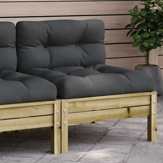 Divano Giardino Senza Braccioli Cuscini-Sofa da Giardino-Divanetto da esterno Legno Pino Impregnato 940071