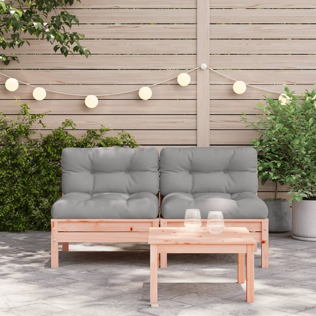 Divani Giardino Senza Braccioli con Cuscini 2 pz Legno Douglas