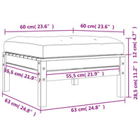 Poggiapiedi da Giardino con Cuscino in Legno Impregnato di Pino