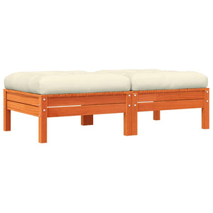 Poggiapiedi Giardino con Cuscini 2pz Marrone Cera Massello Pino 838170