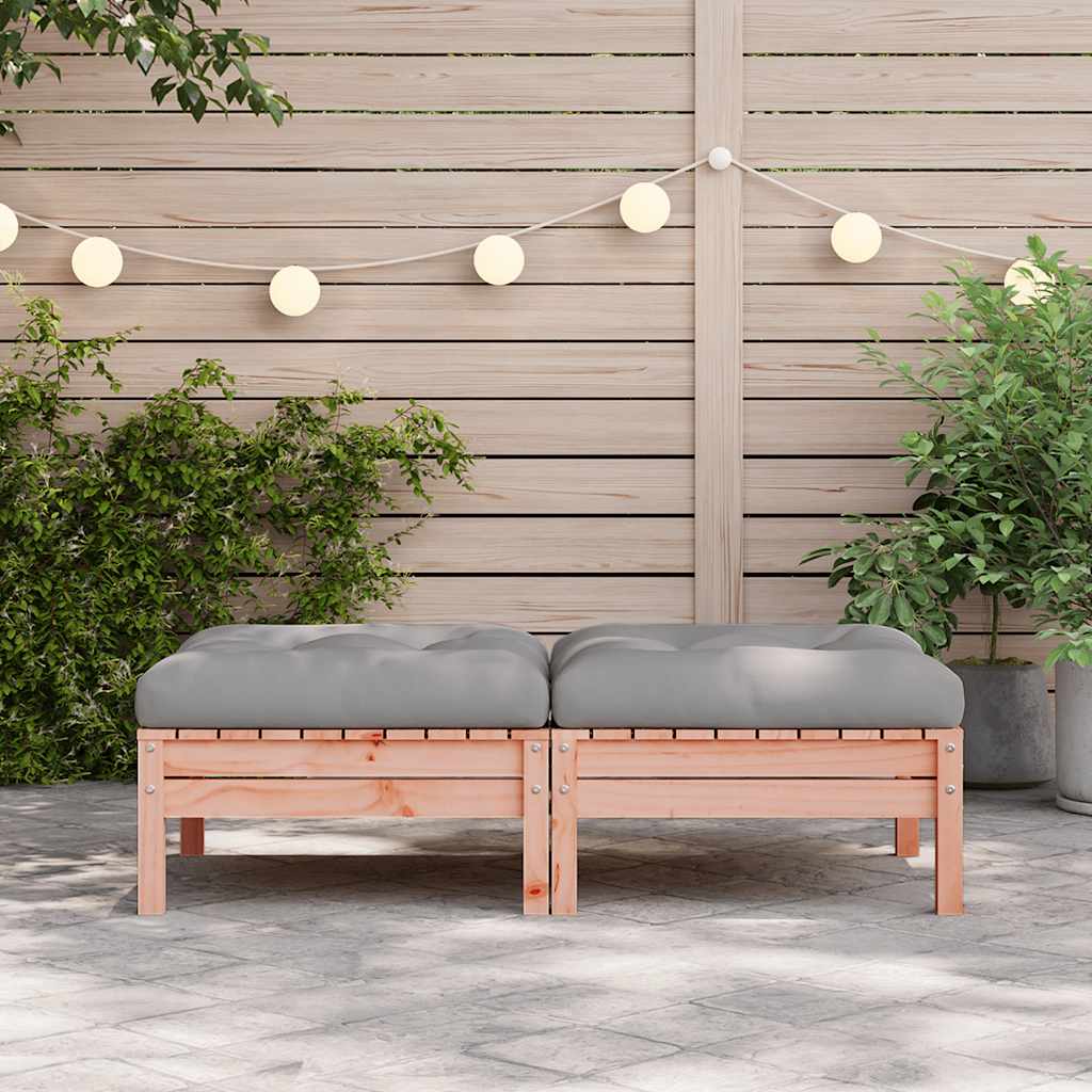 Poggiapiedi Giardino con Cuscini 2 pz Legno Massello di Douglas 838171