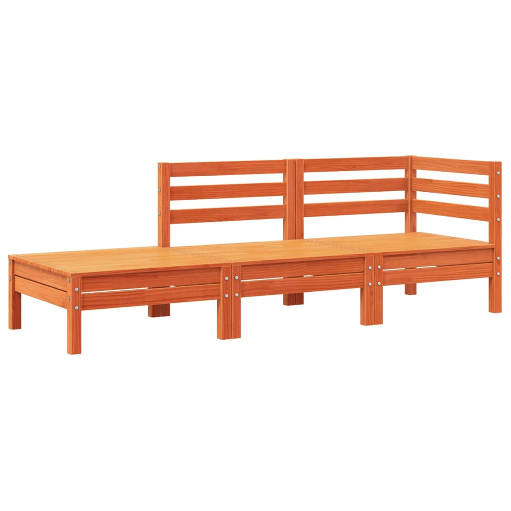 Divano Giardino con Cuscini e Poggiapiedi Legno Massello Pino 838186