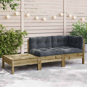 Divano Giardino con Cuscini e Poggiapiedi Legno Pino Impregnato 838188