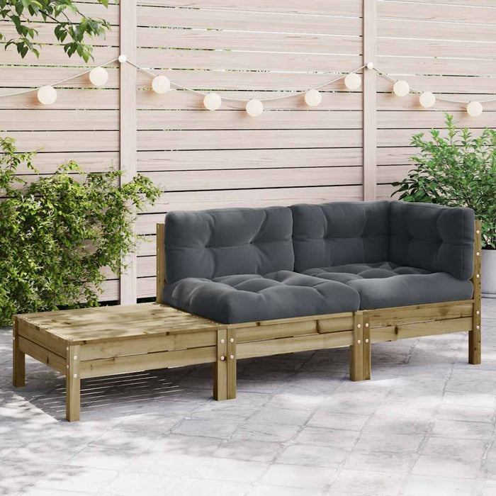 Divano Giardino con Cuscini e Poggiapiedi Legno Pino Impregnato 838188