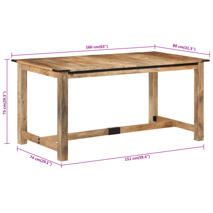 Tavolo da Pranzo 160x80x75 cm in Legno Massello di Mango 358948