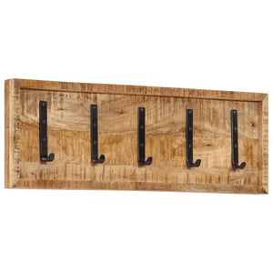 Appendiabiti da Parete con 5 Ganci in Legno Massello di Mango